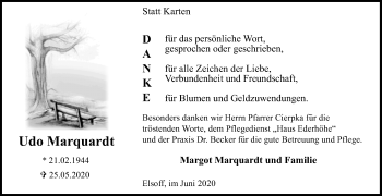 Traueranzeige von Udo Marquardt von Siegener Zeitung