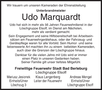 Traueranzeige von Udo Marquardt von Siegener Zeitung