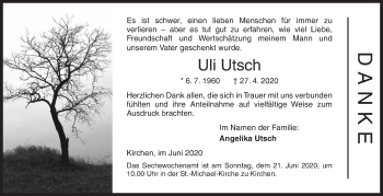 Traueranzeige von Uli Utsch von Siegener Zeitung