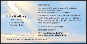 Traueranzeige von Ulla Kuffner von Siegener Zeitung
