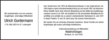 Traueranzeige von Ulrich Gontermann von Siegener Zeitung