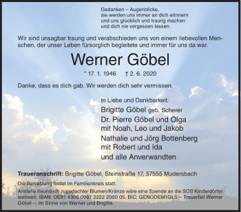 Traueranzeige von Werner Göbel von Siegener Zeitung