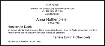 Traueranzeige von Anna Rothenpieler von Siegener Zeitung