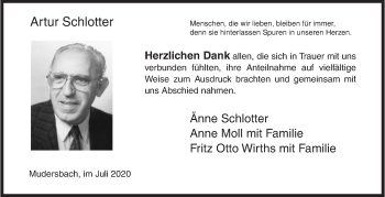 Traueranzeige von Artur Schlotter von Siegener Zeitung
