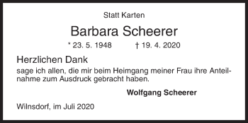 Traueranzeige von Barbara Scheerer von Siegener Zeitung