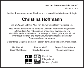Traueranzeige von Christina Hoffmann von Siegener Zeitung