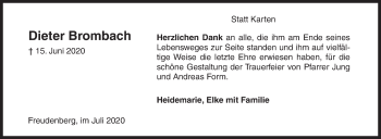 Traueranzeige von Dieter Brombach von Siegener Zeitung