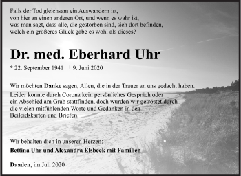 Traueranzeige von Eberhard Uhr von Siegener Zeitung