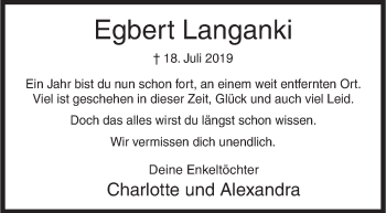 Traueranzeige von Egbert Langanki von Siegener Zeitung
