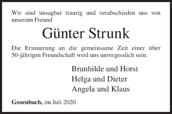 Traueranzeige von Günter Strunk von Siegener Zeitung