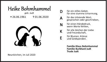Traueranzeige von Heike Bohmhammel von Siegener Zeitung