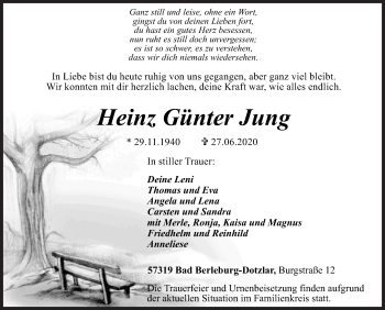 Traueranzeige von Heinz Günter Jung von Siegener Zeitung