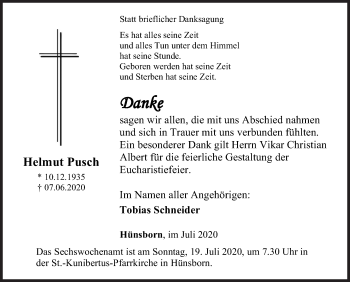 Traueranzeige von Helmut Pusch von Siegener Zeitung