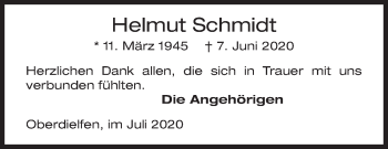 Traueranzeige von Helmut Schmidt von Siegener Zeitung