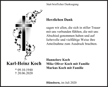 Traueranzeige von Karl-Heinz Koch von Siegener Zeitung