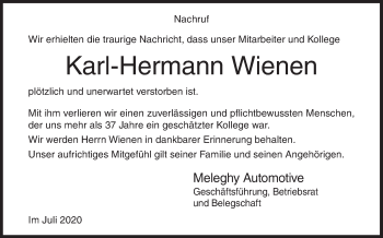 Traueranzeige von Karl-Hermann Wienen von Siegener Zeitung