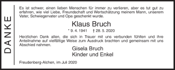 Traueranzeige von Klaus Bruch von Siegener Zeitung