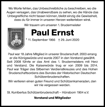 Traueranzeige von Paul Ernst von Siegener Zeitung