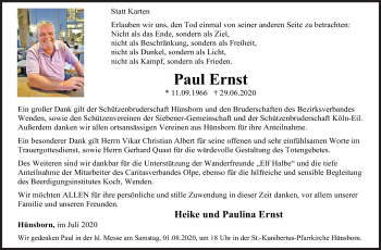 Traueranzeige von Paul Ernst von Siegener Zeitung