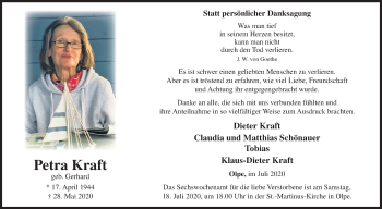 Traueranzeige von Petra Kraft von Siegener Zeitung