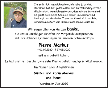 Traueranzeige von Pierre Markus von Siegener Zeitung