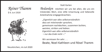 Traueranzeige von Reiner Thamm von Siegener Zeitung