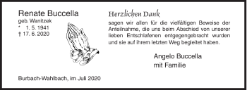 Traueranzeige von Renate Buccella von Siegener Zeitung