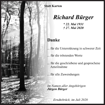 Traueranzeige von Richard Bürger von Siegener Zeitung