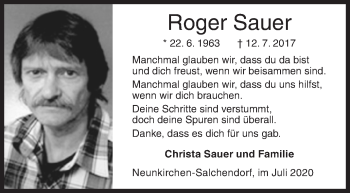 Traueranzeige von Roger Sauer von Siegener Zeitung