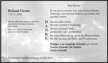 Traueranzeige von Roland Groos von Siegener Zeitung