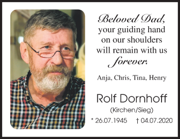 Traueranzeige von Rolf Dornhoff von Siegener Zeitung