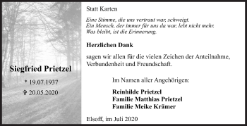 Traueranzeige von Siegfried Prietzel von Siegener Zeitung