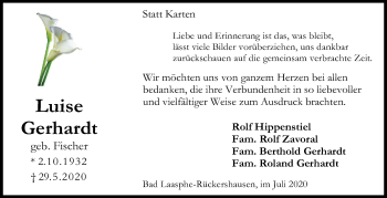 Traueranzeige von Statt Karten von Siegener Zeitung