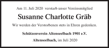 Traueranzeige von Susanne Charlotte Gräb von Siegener Zeitung