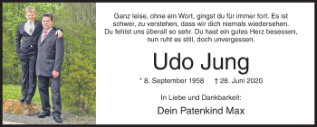 Traueranzeige von Udo Jung von Siegener Zeitung