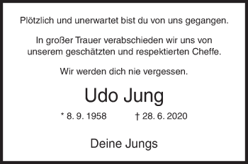 Traueranzeige von Udo Jung von Siegener Zeitung