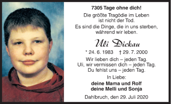Traueranzeige von Uli Dickau von Siegener Zeitung