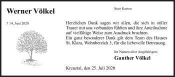 Traueranzeige von Werner Völkel von Siegener Zeitung