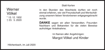 Traueranzeige von Werner Völkel von Siegener Zeitung