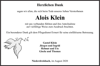 Traueranzeige von Alois Klein von Siegener Zeitung