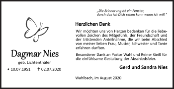 Traueranzeige von Dagmar Nies von Siegener Zeitung