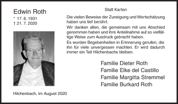 Traueranzeige von Edwin Roth von Siegener Zeitung