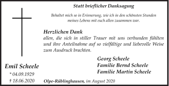 Traueranzeige von Emil Scheele von Siegener Zeitung