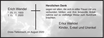 Traueranzeige von Erich Wendel von Siegener Zeitung