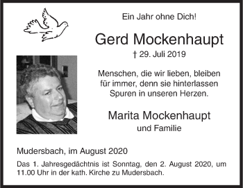Traueranzeige von Gerd Mockenhaupt von Siegener Zeitung