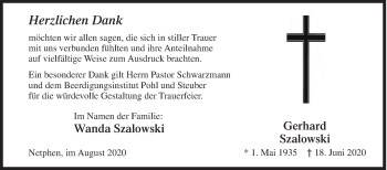 Traueranzeige von Gerhard Szalowski von Siegener Zeitung