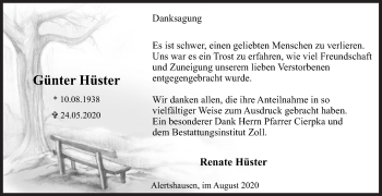 Traueranzeige von Günter Hüster von Siegener Zeitung