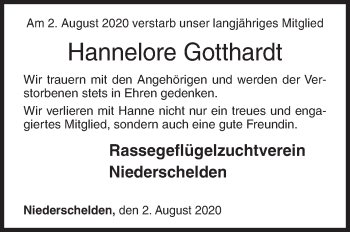 Traueranzeige von Hannelore Gotthardt von Siegener Zeitung