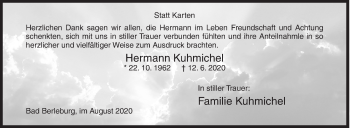 Traueranzeige von Hermann Kuhmichel von Siegener Zeitung