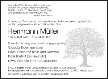 Traueranzeige von Hermann Müller von Siegener Zeitung